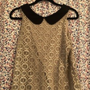 Metallic lace Peter Pan collar tank Anthropologie